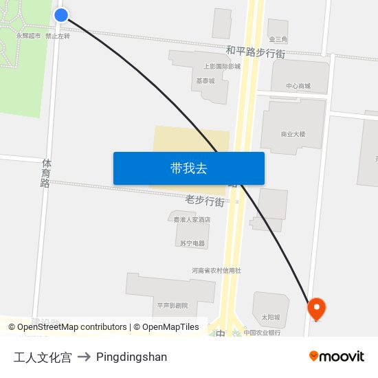 工人文化宫 to Pingdingshan map