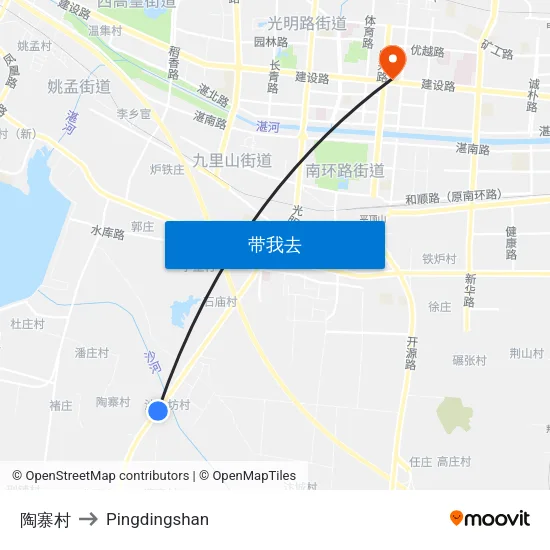 陶寨村 to Pingdingshan map