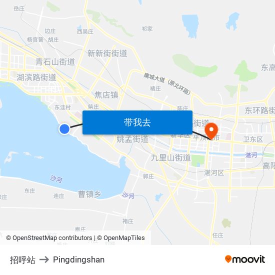 招呼站 to Pingdingshan map