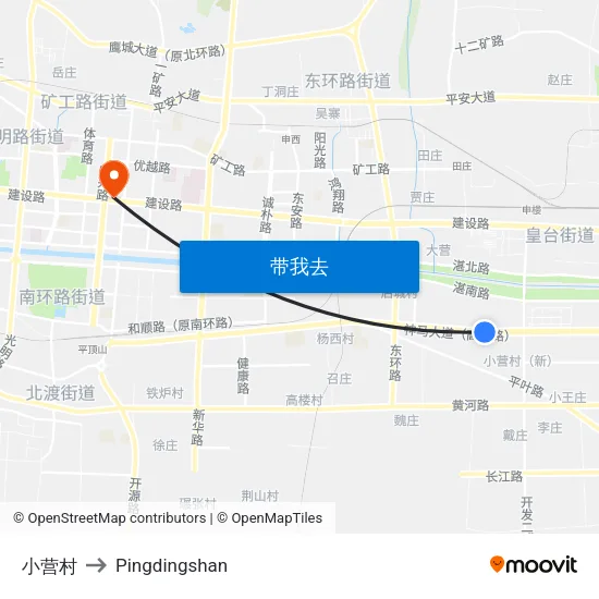 小营村 to Pingdingshan map