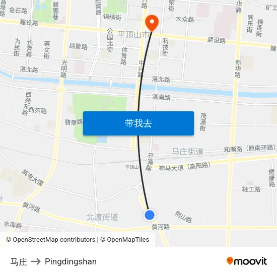 马庄 to Pingdingshan map