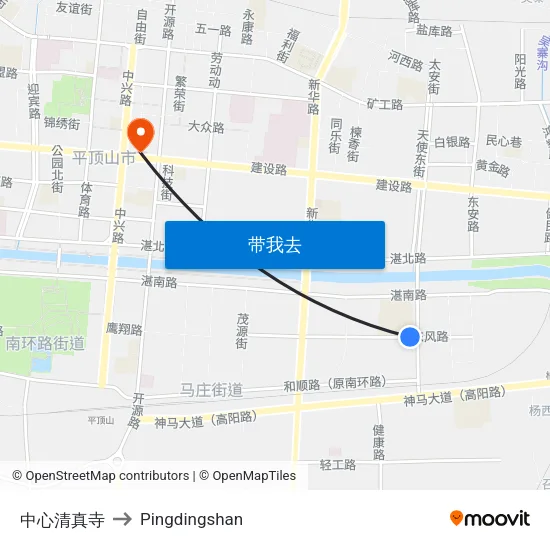 中心清真寺 to Pingdingshan map