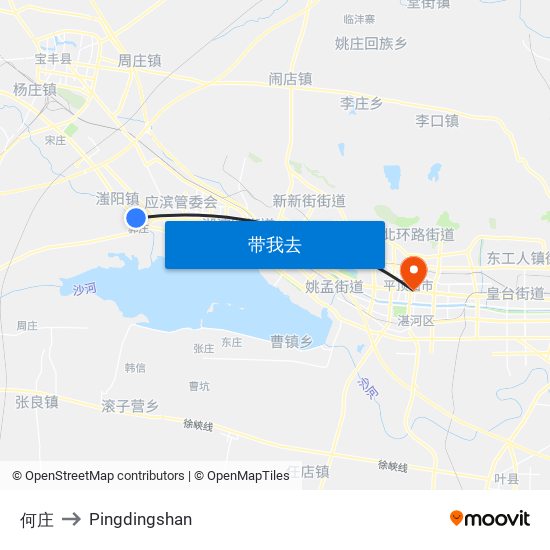 何庄 to Pingdingshan map