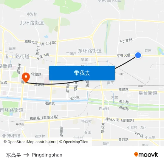 东高皇 to Pingdingshan map