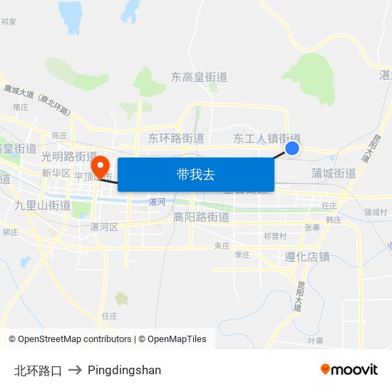 北环路口 to Pingdingshan map