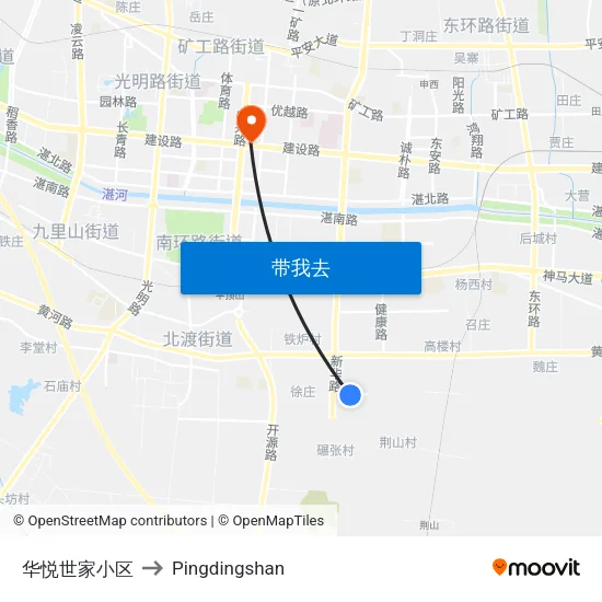 华悦世家小区 to Pingdingshan map