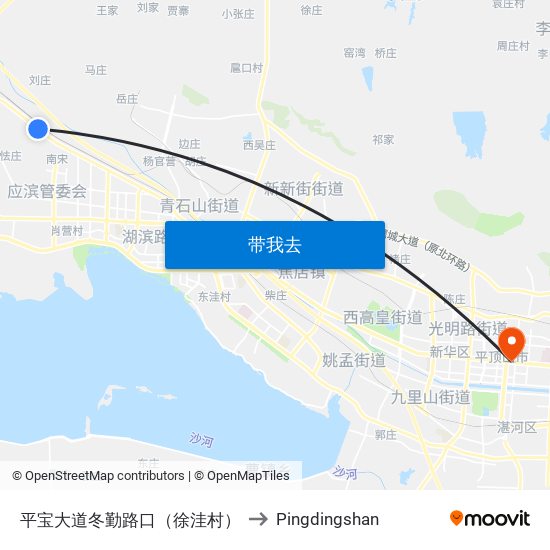 平宝大道冬勤路口（徐洼村） to Pingdingshan map