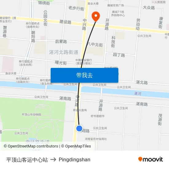 平顶山客运中心站 to Pingdingshan map