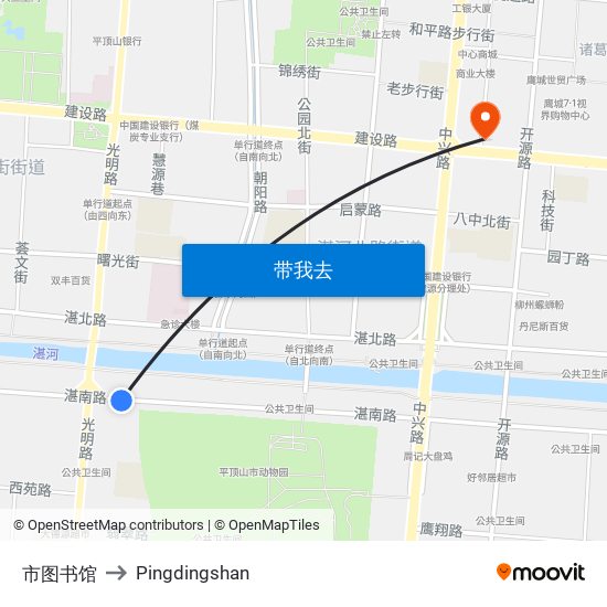 市图书馆 to Pingdingshan map