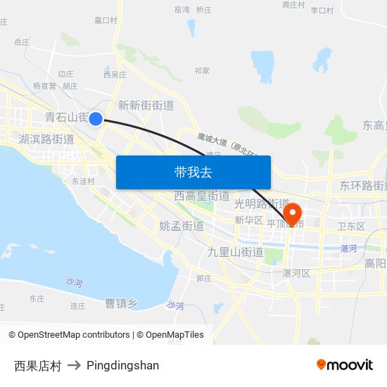 西果店村 to Pingdingshan map