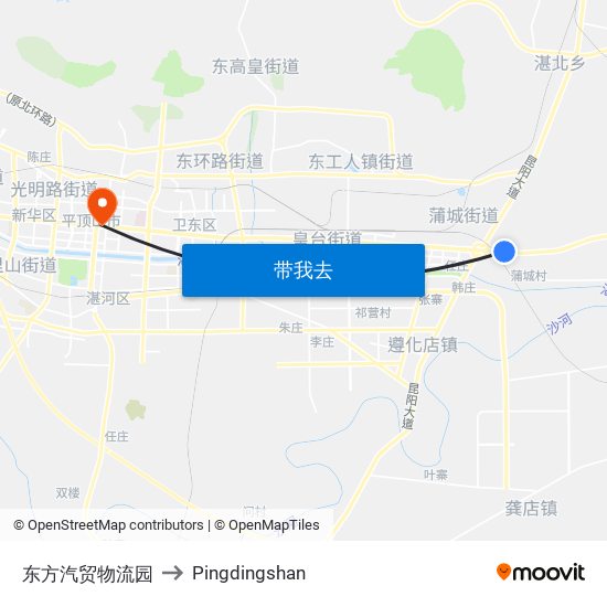 东方汽贸物流园 to Pingdingshan map