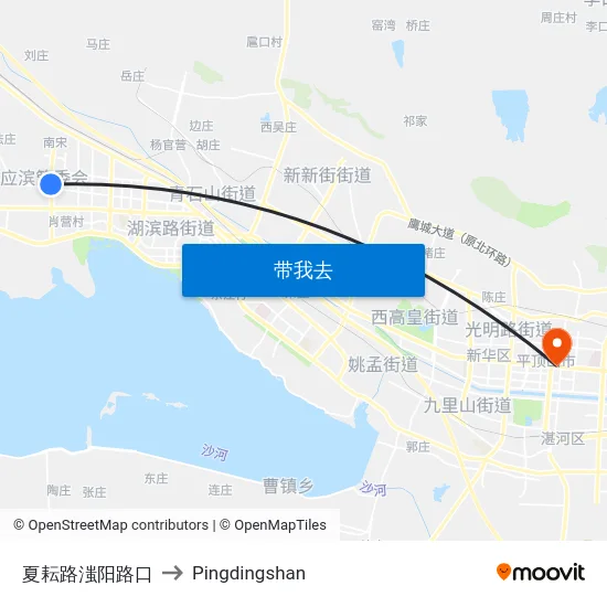 夏耘路滍阳路口 to Pingdingshan map