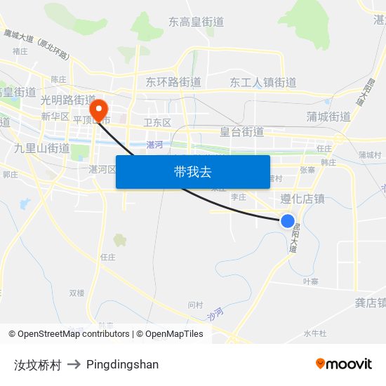 汝坟桥村 to Pingdingshan map