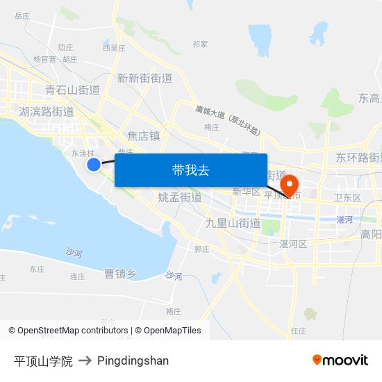 平顶山学院 to Pingdingshan map