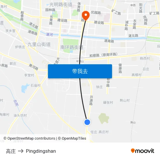 高庄 to Pingdingshan map