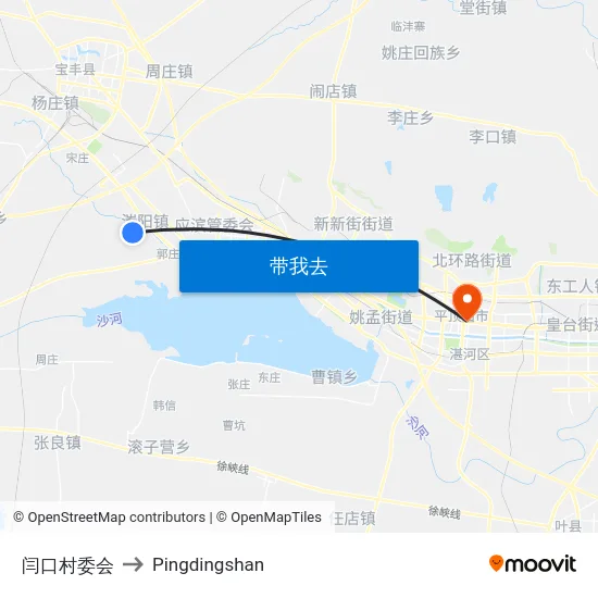 闫口村委会 to Pingdingshan map