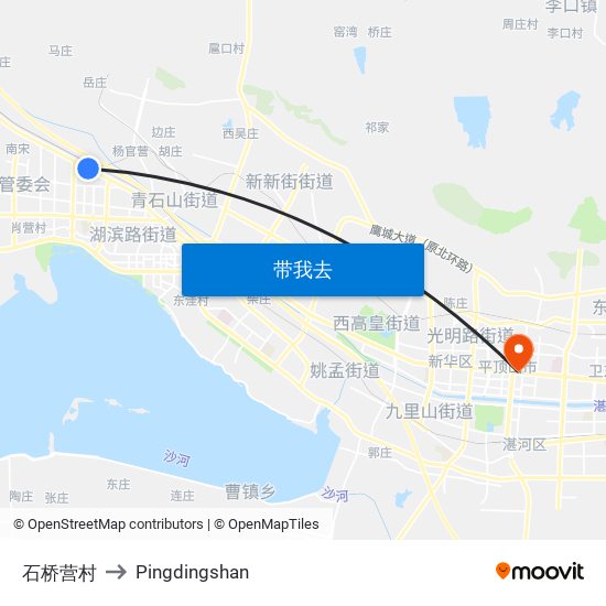 石桥营村 to Pingdingshan map