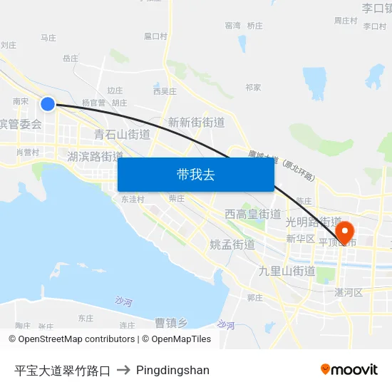平宝大道翠竹路口 to Pingdingshan map