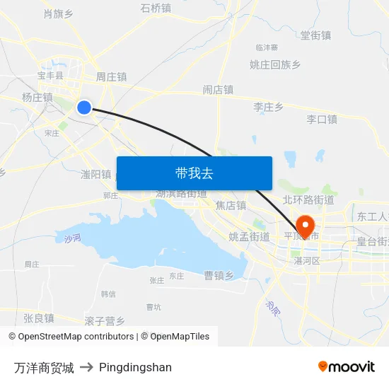 万洋商贸城 to Pingdingshan map