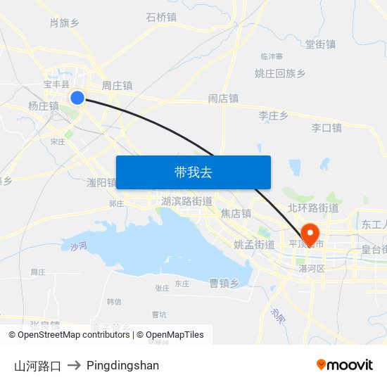 山河路口 to Pingdingshan map