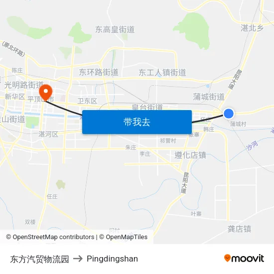 东方汽贸物流园 to Pingdingshan map