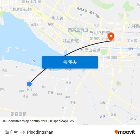 魏庄村 to Pingdingshan map