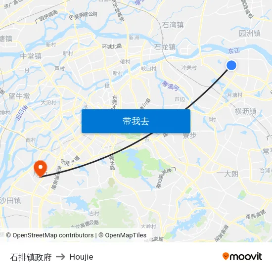 石排镇政府 to Houjie map