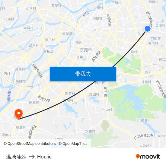 温塘油站 to Houjie map