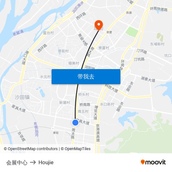 会展中心 to Houjie map