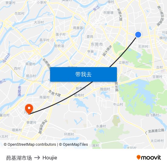 蓢基湖市场 to Houjie map