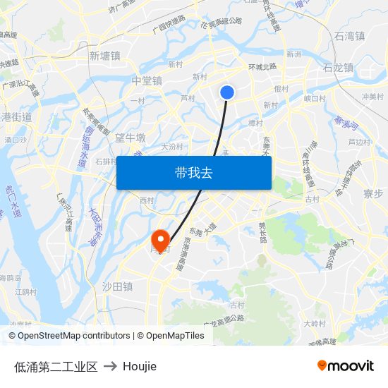 低涌第二工业区 to Houjie map