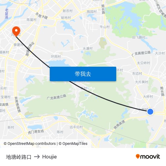 地塘岭路口 to Houjie map