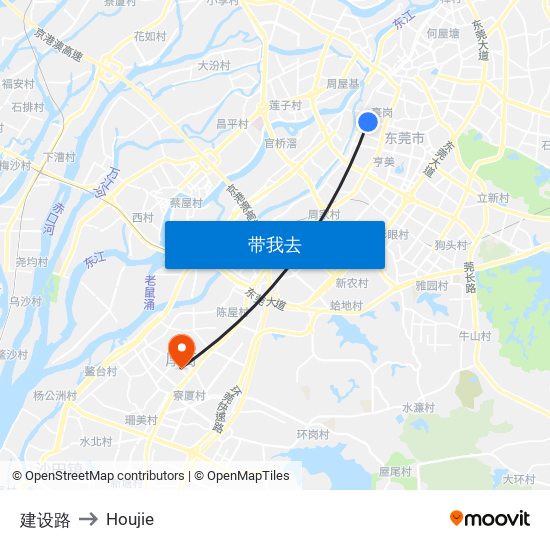 建设路 to Houjie map