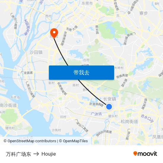 万科广场东 to Houjie map