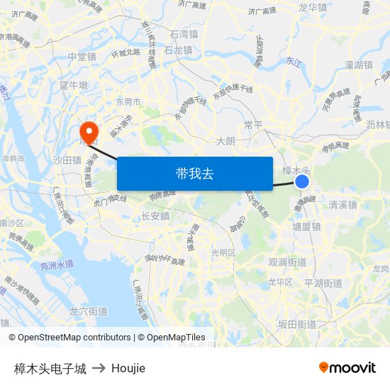 樟木头电子城 to Houjie map