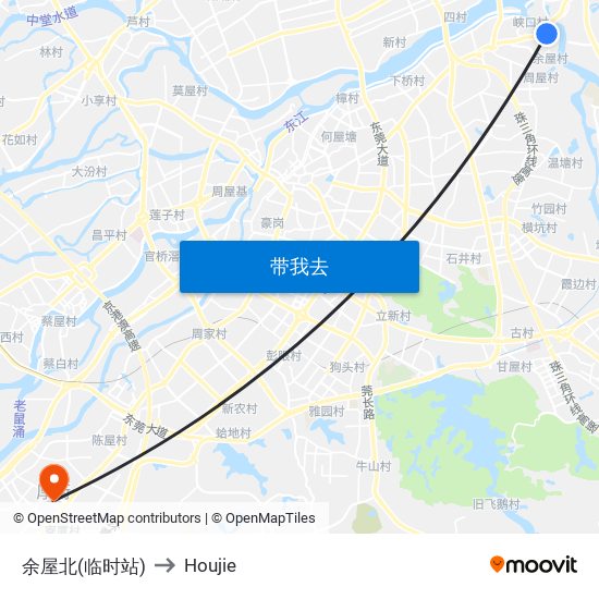 余屋北(临时站) to Houjie map