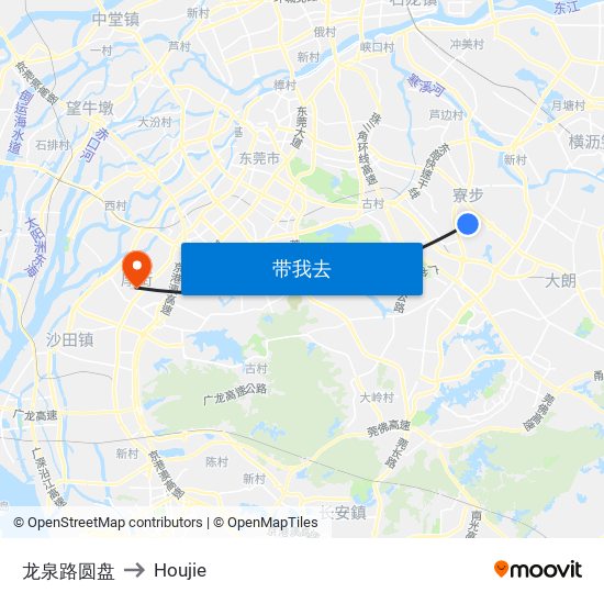 龙泉路圆盘 to Houjie map