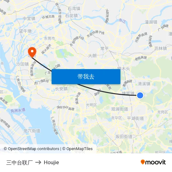 三中台联厂 to Houjie map