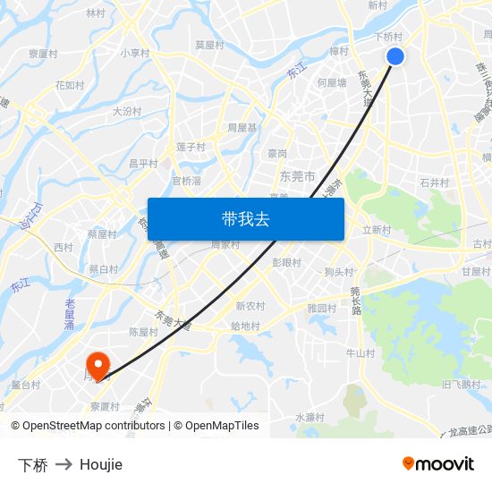 下桥 to Houjie map