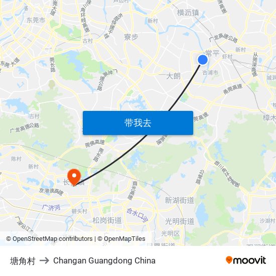 塘角村 to Changan Guangdong China map