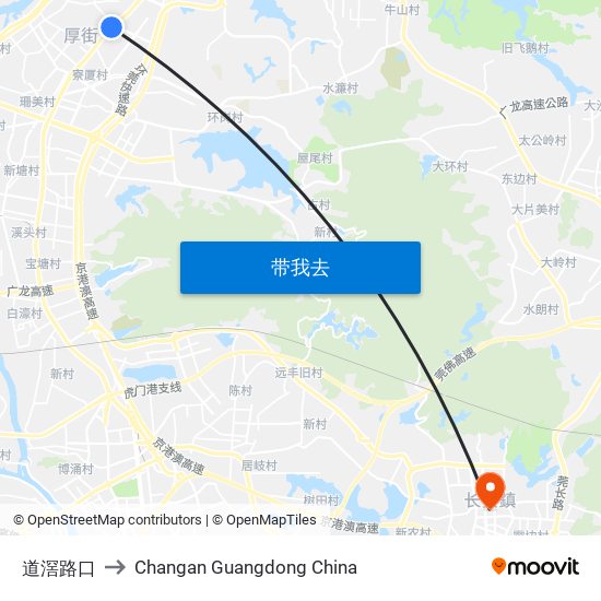 道滘路口 to Changan Guangdong China map