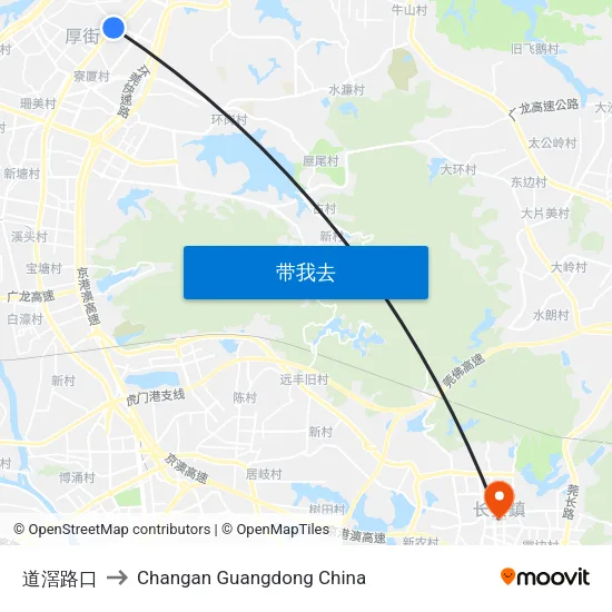 道滘路口 to Changan Guangdong China map
