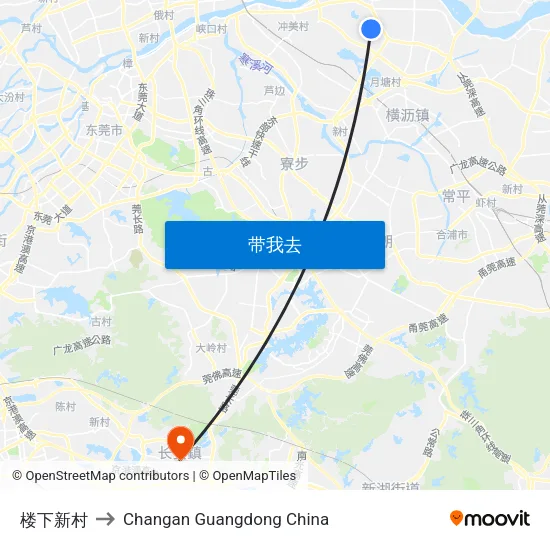 楼下新村 to Changan Guangdong China map