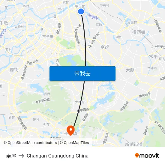 余屋 to Changan Guangdong China map