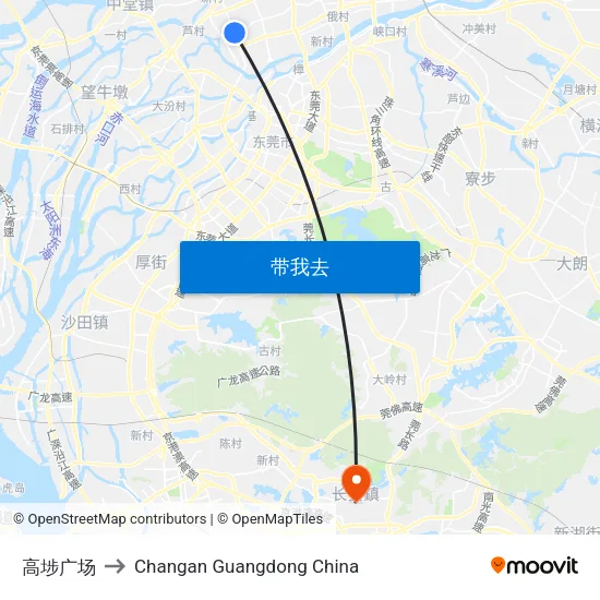 高埗广场 to Changan Guangdong China map