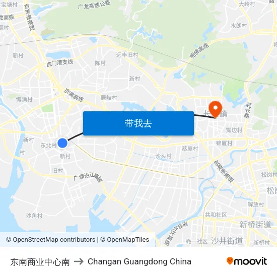 东南商业中心南 to Changan Guangdong China map