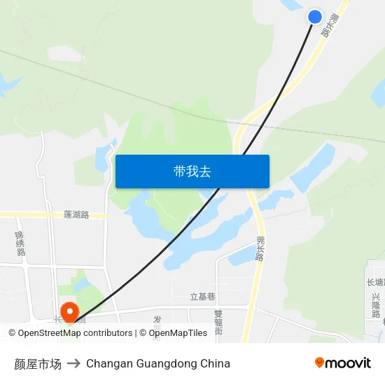 颜屋市场 to Changan Guangdong China map