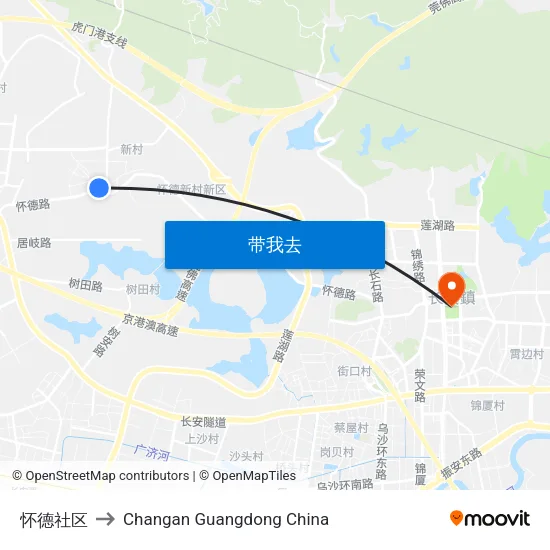 怀德社区 to Changan Guangdong China map