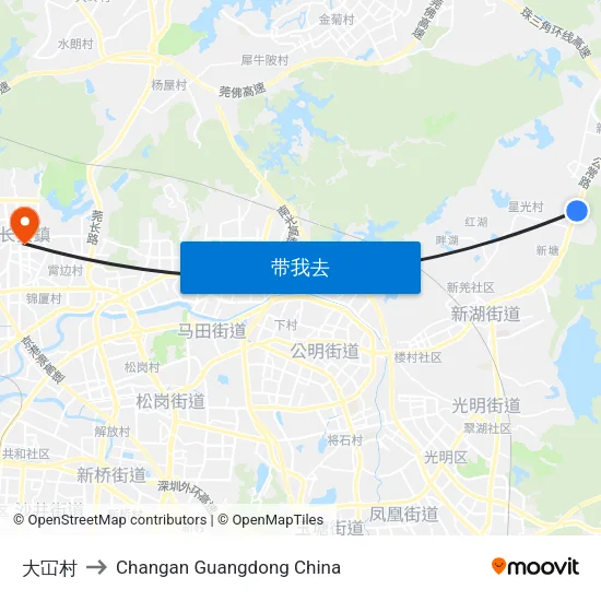 大冚村 to Changan Guangdong China map