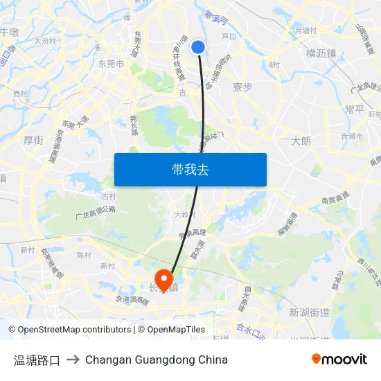 温塘路口 to Changan Guangdong China map